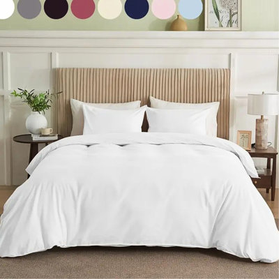 White Twin Simply Clean Solid Duvet Cover Made Of High - Quality Cotton Blend, Cloud Like Softness For Bare Sleeping, With Reinforced Edges To Avoid Fraying, Pilling After Washes, Available In