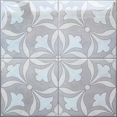 Ensemble de 5 carreaux adhésifs pour dosseret mural - Motif floral doux
