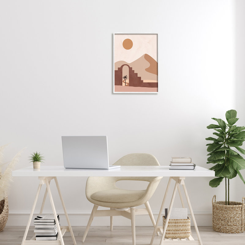 Dune de sable géante déserte, H 16 po x l 16 po x P 1,5 po, Giclée encadrée blanc bord de mer