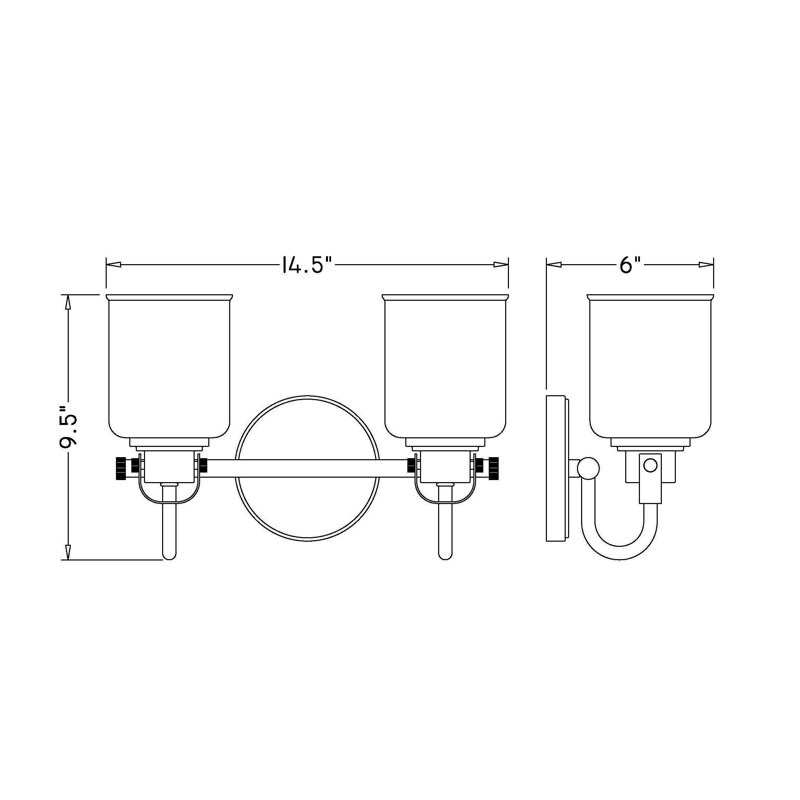 Éclairage pour meuble-lavabo à 2 lumières à intensité variable Tyringham, Nickel brossé