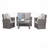 4-Piece All Weather Wicker Patio Conversation Set With Gray Cushions And Glass Table-1061362130
