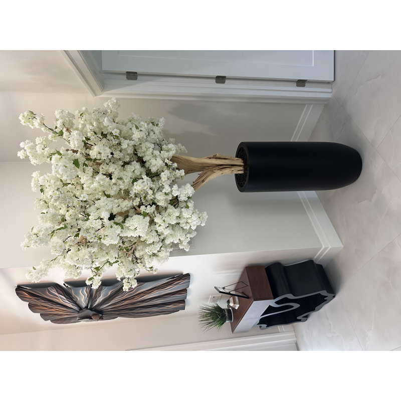 White Cherry Blossom Tree In Matte Planter, Gray