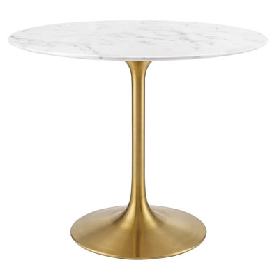 Leonah Brass Faux Marble Dining Table