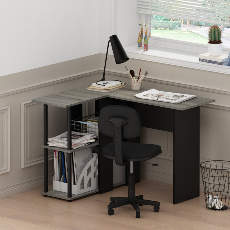 Angulo L-Shaped Computer Desk, Black, Grey