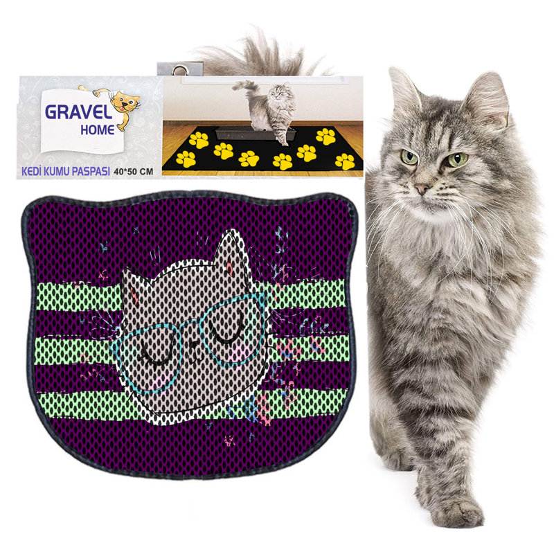 Tapis de litière durable pour chat, 15,7 po x 19,7 po | 50% PVC / 50% polyester, lavable à la machine et passer l'aspirateur | Parfait pour un nettoyage facile, conception antidérapante pour garder votre maison propre et fraîche, idéal pour les propriétaires d'animaux de compagnie