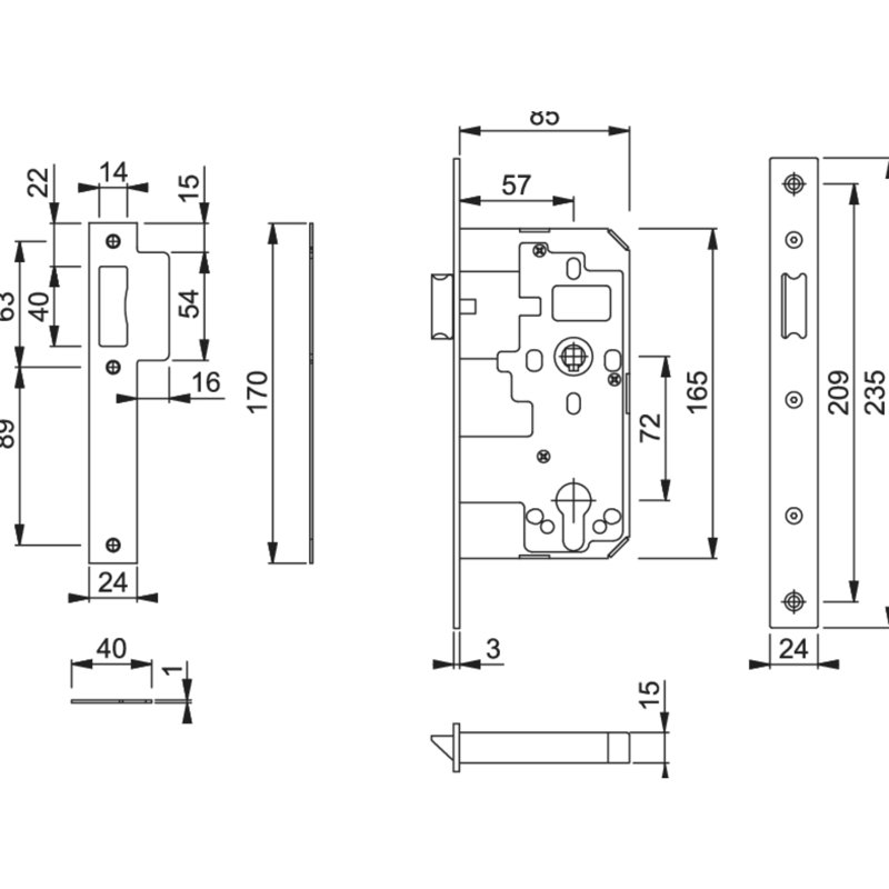 Stainless Steel Latch, Silver, 16.5cm H x 1.6cm W x 8.8cm D