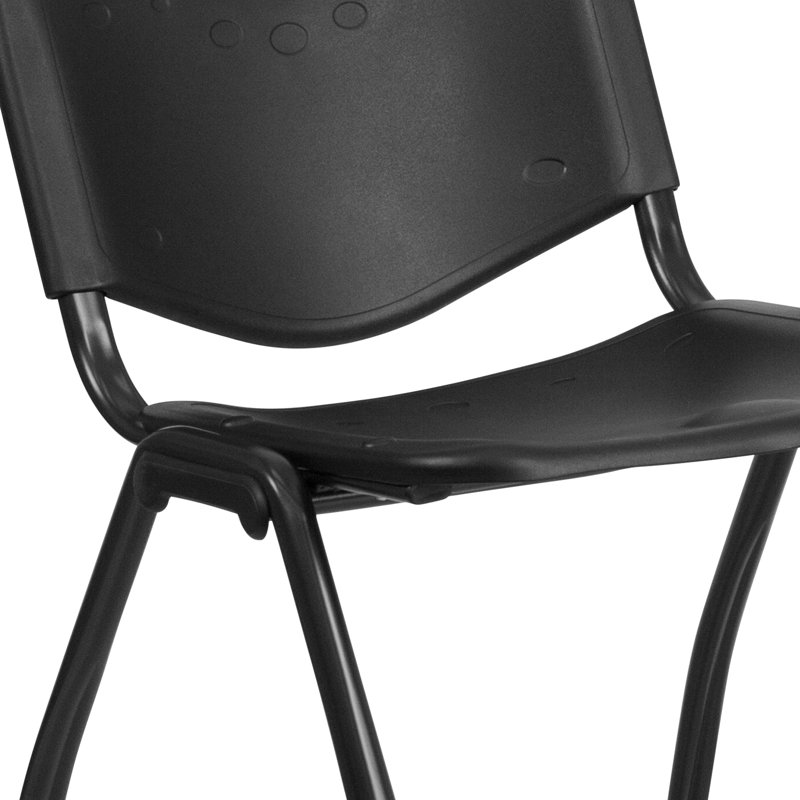 Black Powder-Coated Metal Stacking Office Chair