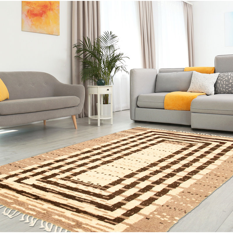 Tapis marocain en laine nouée à la main de style nouvel âge pako 4 pi 10 po x 8 pi 1 po
