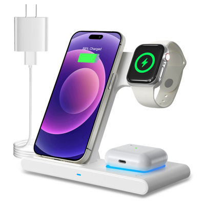 Station de charge sans fil: support de chargeur 3 en 1 compatible avec plusieurs appareils