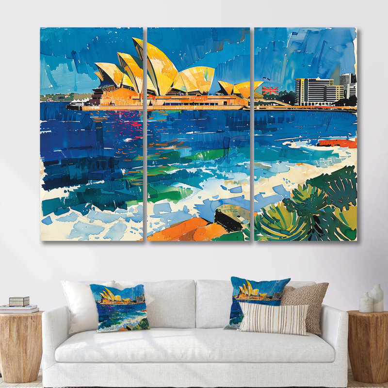 Ensemble de décoration murale Pop Art, Sydney, Opéra de Sydney, Australie, Toile tendue, H 28 po x l 36 po x P 1 po