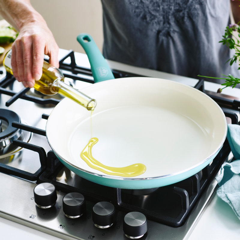 Turquoise Aluminum Ceramic Nonstick 2-Piece Fry Pan Set
