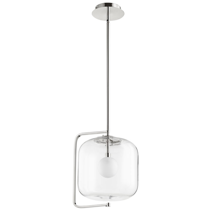 Luminaire suspendu à cylindre simple 1 lumières Isotope, Argent