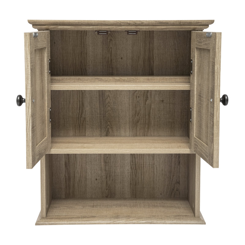 Armoire à pharmacie murale Dune Farmhouse avec tablette réglable et portes doubles, Naturel