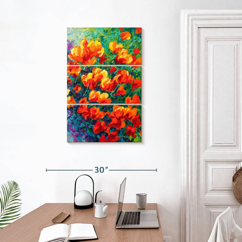 Coquelicots Harnek, Californie, orange, H 32 po x l 20 po
