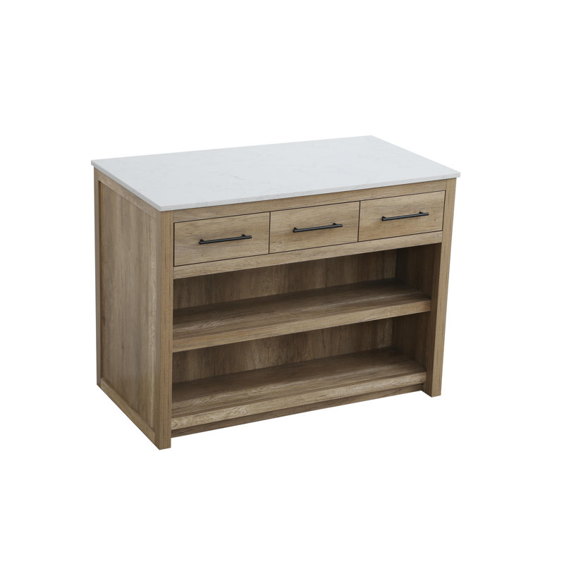 48 inch Kitchen Island, Natural Oak/Black