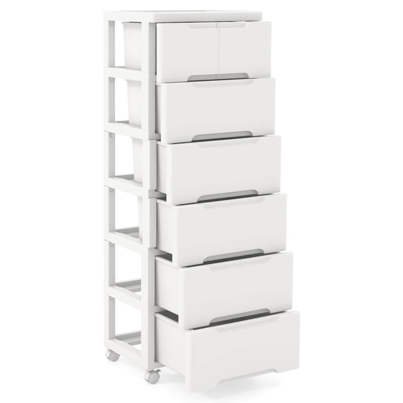 Inbox Zero 1 Pcs Plastic Rolling Storage Cart With 4 Universal Wheels Dresser Cabinet, 7