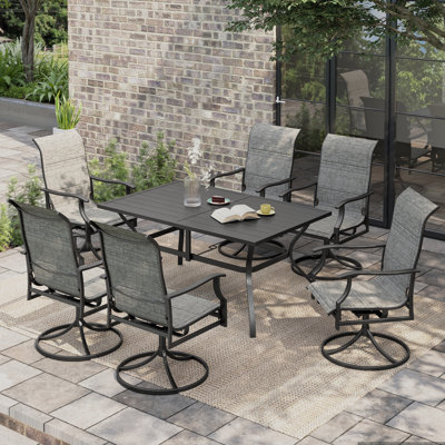 6 - Person Metal Patio Dining Set With Rectangular Table
