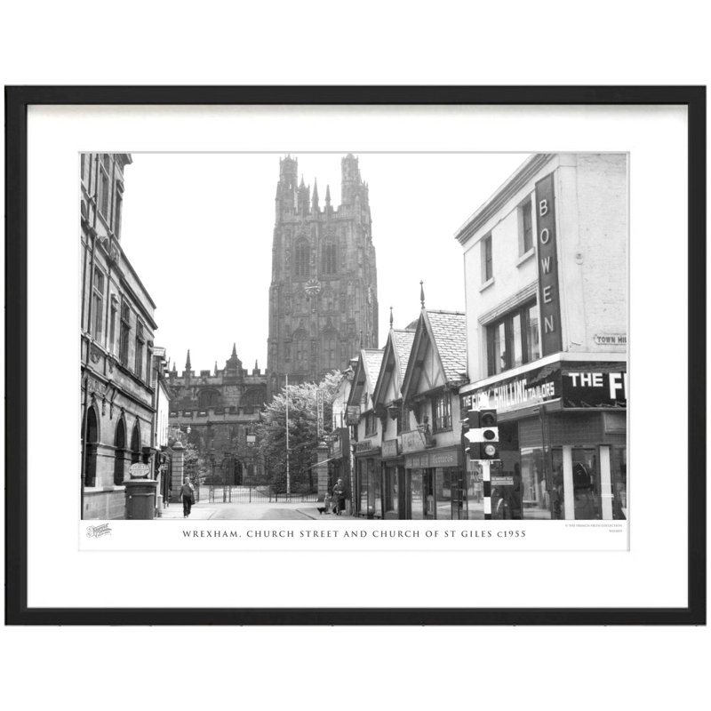 Wrexham, Church Street And Church Of St Giles C1955 by Francis Frith - Single Picture Frame Print, 28cm H x 36cm W x 2.3cm D