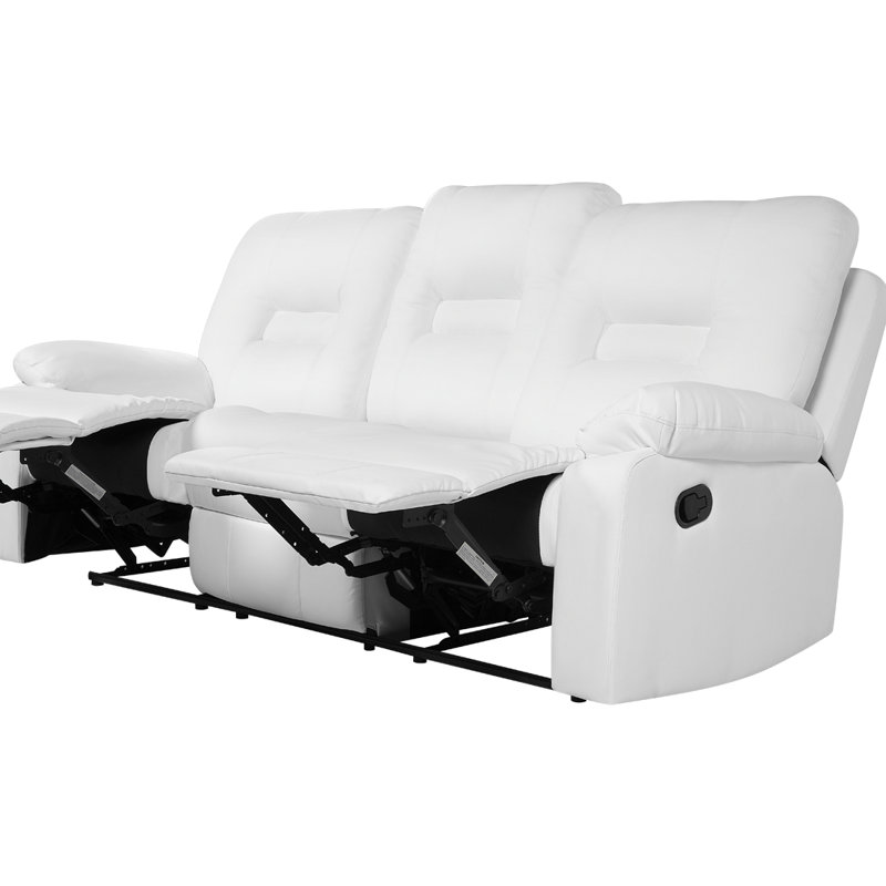 Faux Leather Reclining Sofa, White