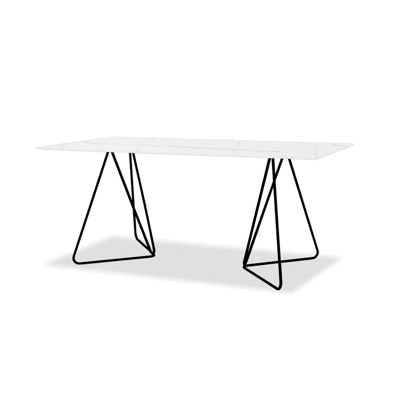 Glass Top Metal Base Dining Table, Black