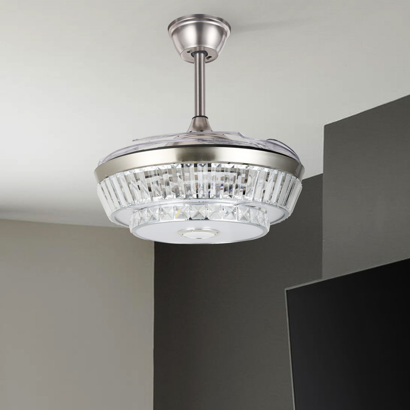 Tikia 42" Colorful variable light crystal Bluetooth fan light and retractable fans