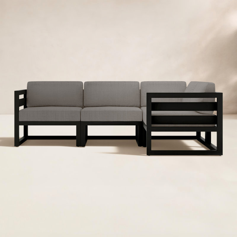 Avion 4 Piece Sectional Set, Canvas Charcoal Sunbrella® Canvas, Black