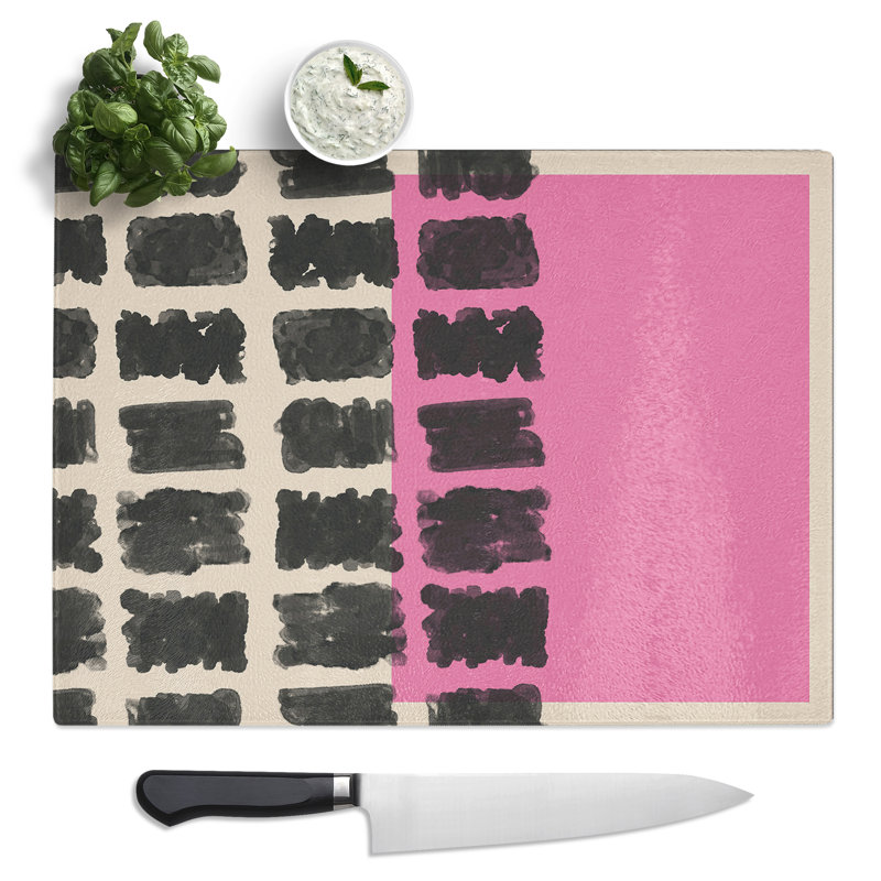 Block Print No.1  Glass Chopping Board
