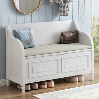 Banc de rangement rustique multifonctionnel (blanc)