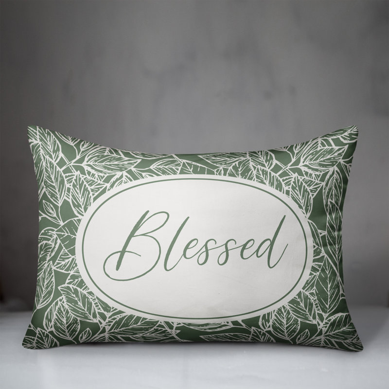 Floral Outdoor Reversible Throw Pillow, Green