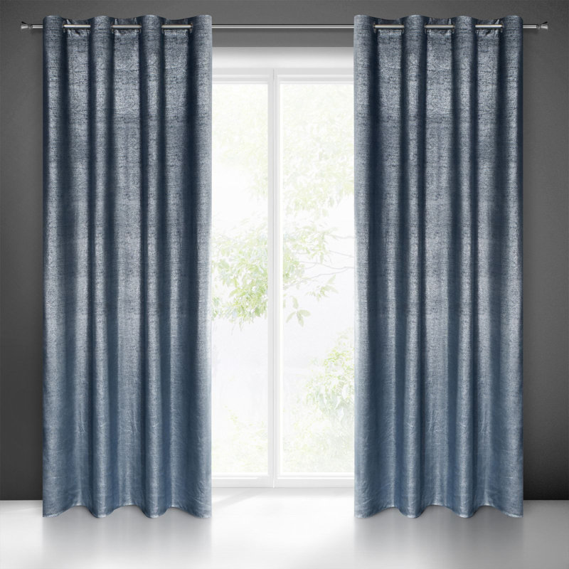 Ajahn Semi Sheer Curtains Single Panel, Marine