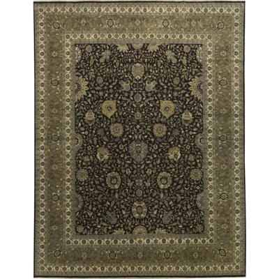 Hand-Knotted High-Quality Brown and Gold Area Rug