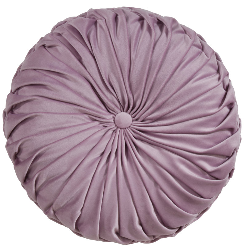 Lavender 14" Round Velvet Pintucked Throw Pillow