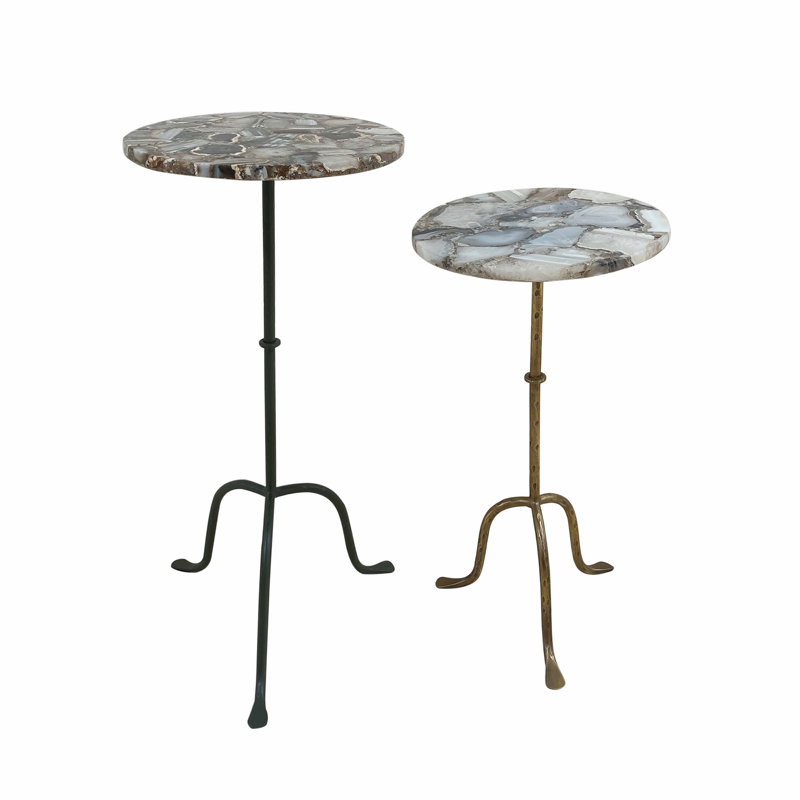 Mia Agate Stone and Iron Side Tables