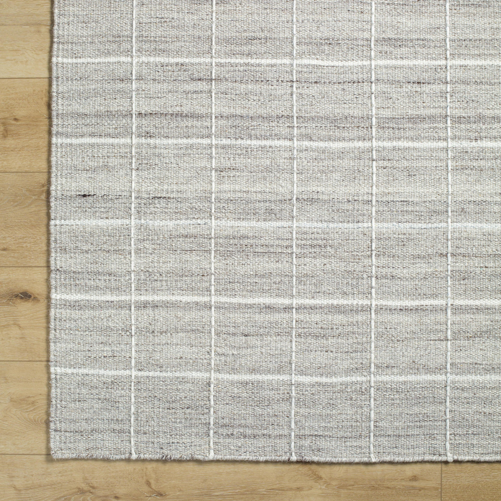 Lavande Geometric Wool Area Rug in Off-White/Gray, Rectangle 3'6" x 5'6"
