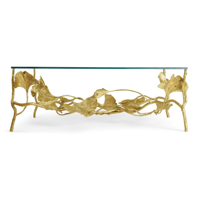 Golden Ginkgo Glass Coffee Table