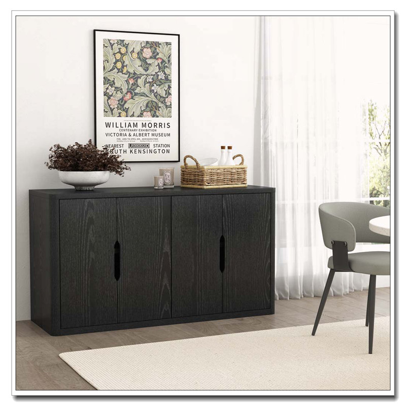 Armoire 4 portes avec rangement, Noir
