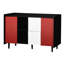 Buffet moderne noir et rouge pour la salle à manger Buffet moderne avec portes de corps, 2 tiroirs et compartiments ouverts-313419320