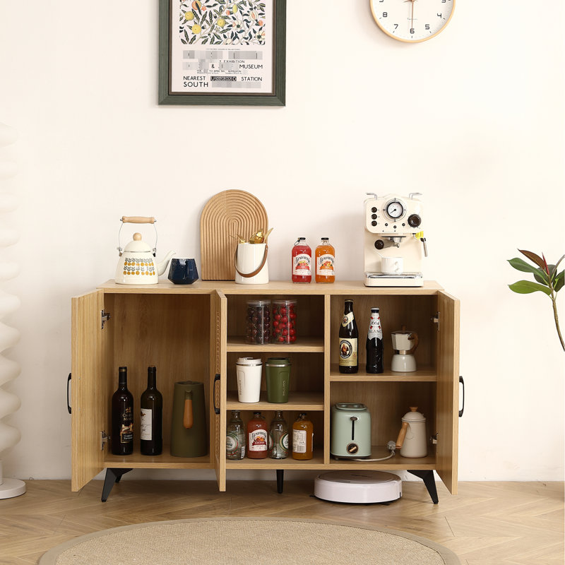 Mesh Three-Door Storage Unit - For Different Spaces Natural Cabinet Versatile For Kitchen And Beyond