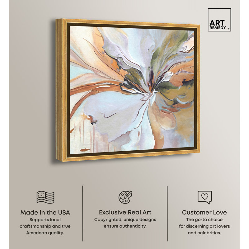 Golden Framed Abstract Canvas Print Wall Art, 13.5" x 13.5"