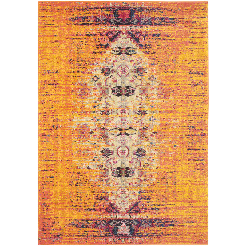 Hertzler Oriental Orange / Multi Area Rug, Rectangle 5'1" x 7'7"
