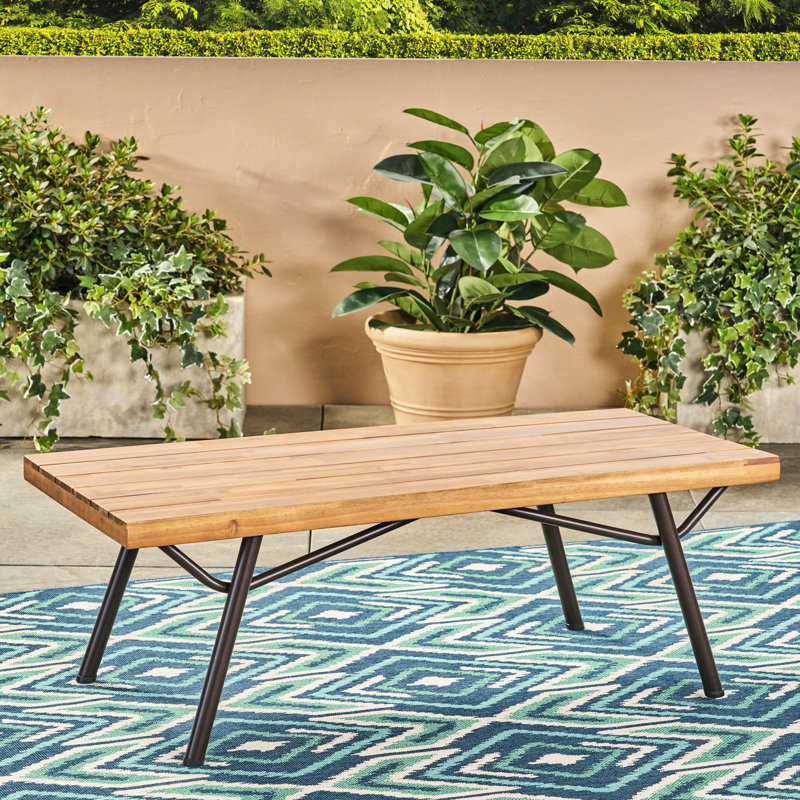 Modern Design Wood Coffee Table With Iron Legs, Finish, 50"X23.5"X17.52" For Patio And Backyard Spacious 50"X23.5"X17.52