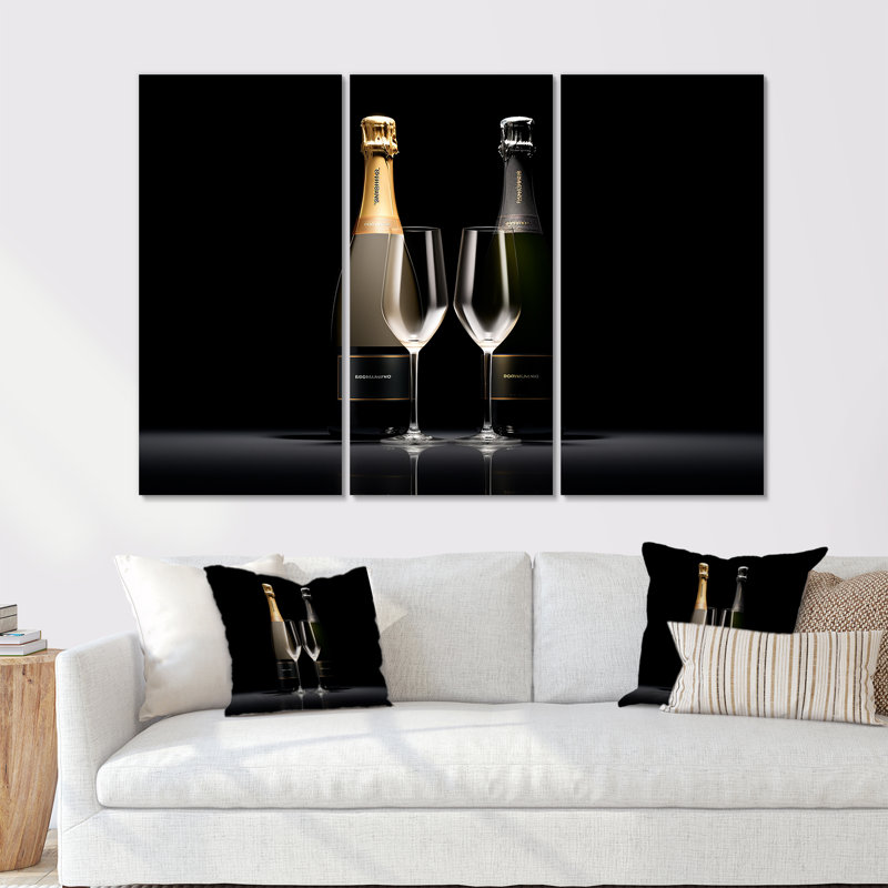 Champagnes monochromes contrastés - ensemble d'art mural champagne, H 28 po x l 36 po