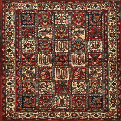 Tapis traditionnel rouge / brun / pêche