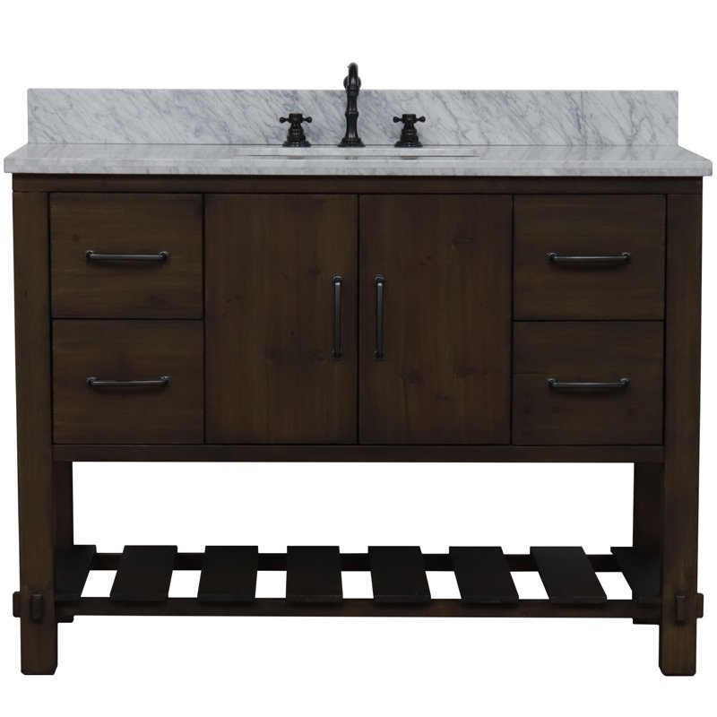 48'' Single Bathroom Vanity with White Marble Top