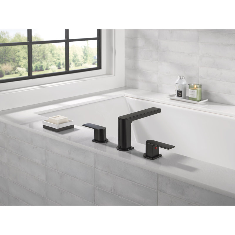 Robinet de baignoire romaine à poignées doubles pour fixation sur plan, Noir mat