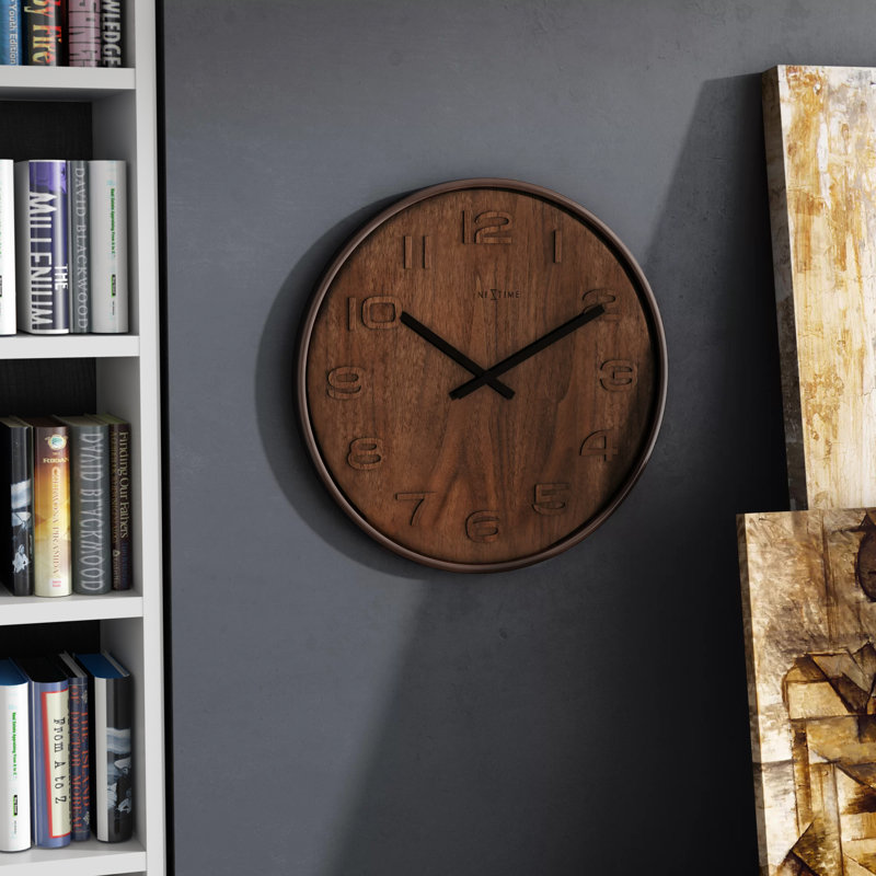 Alexee Wood Wall Clock, Brown, Medium