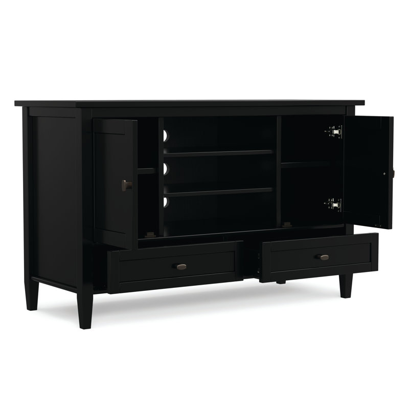 Warm Shaker 47"W Solid Wood Transitional Tall TV Stand for TVs up to 50" with 2 Cabinets, 2 Drawers, and Adjustable Shelves