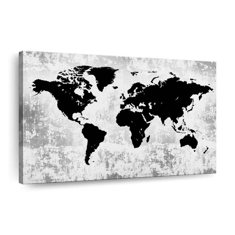 Silhouette World Map Canvas Print, 20" H x 30" W x 1.25" D