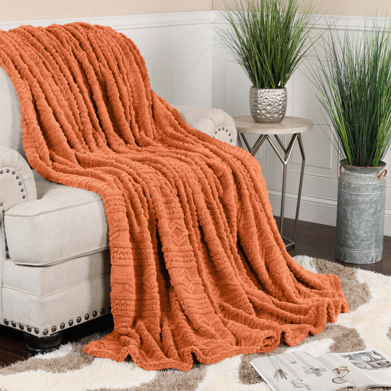 Literie moelleuse Boho, Poussière d'orange, Jeté XL