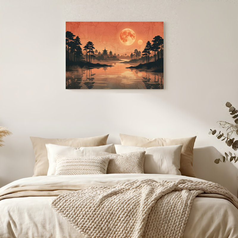 Art mural sur toile Gallery Wrap pour le salon, la chambre à coucher, le bureau ou le vestibule - Décoration murale décorative avec forêt clair de lune